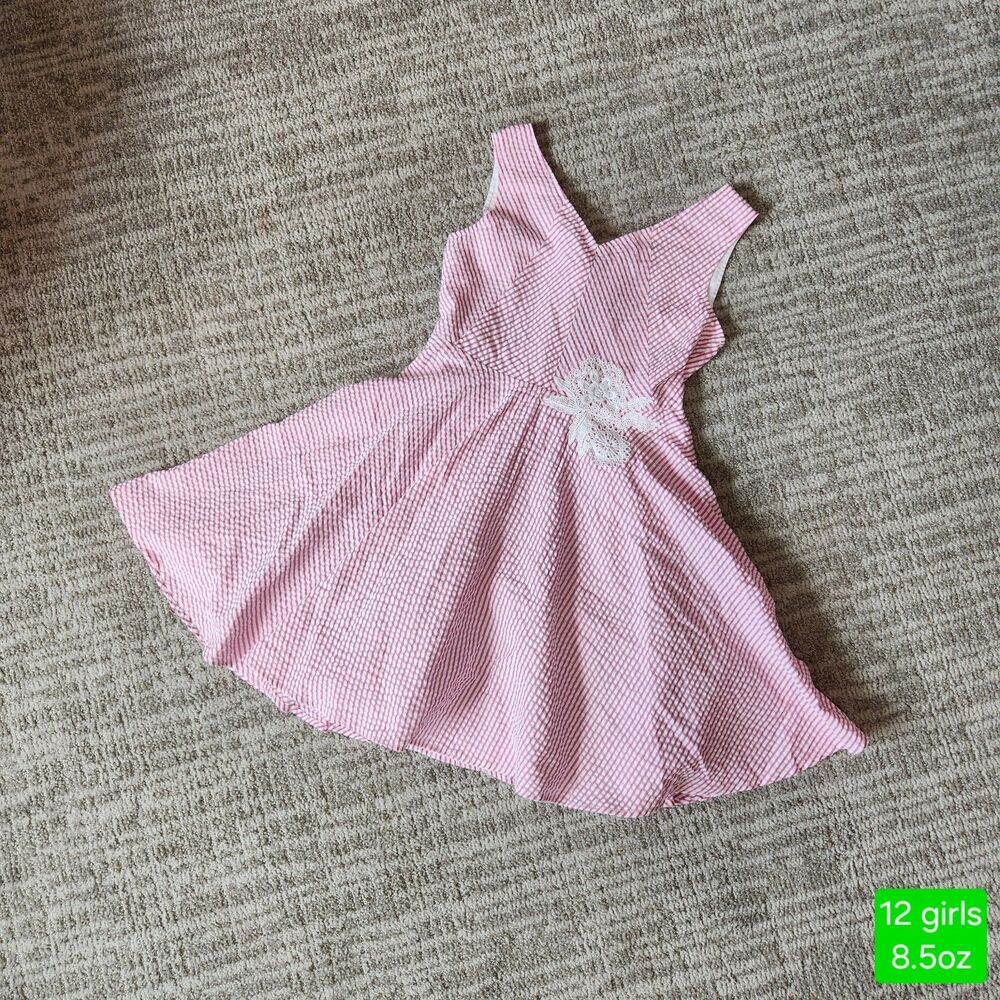 Rare Editions girls seersucker circle dress pink size 12